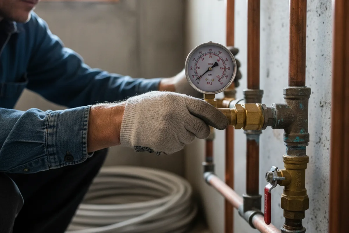 Pressure testing a repaired line during Water Line Repair in Risingsun